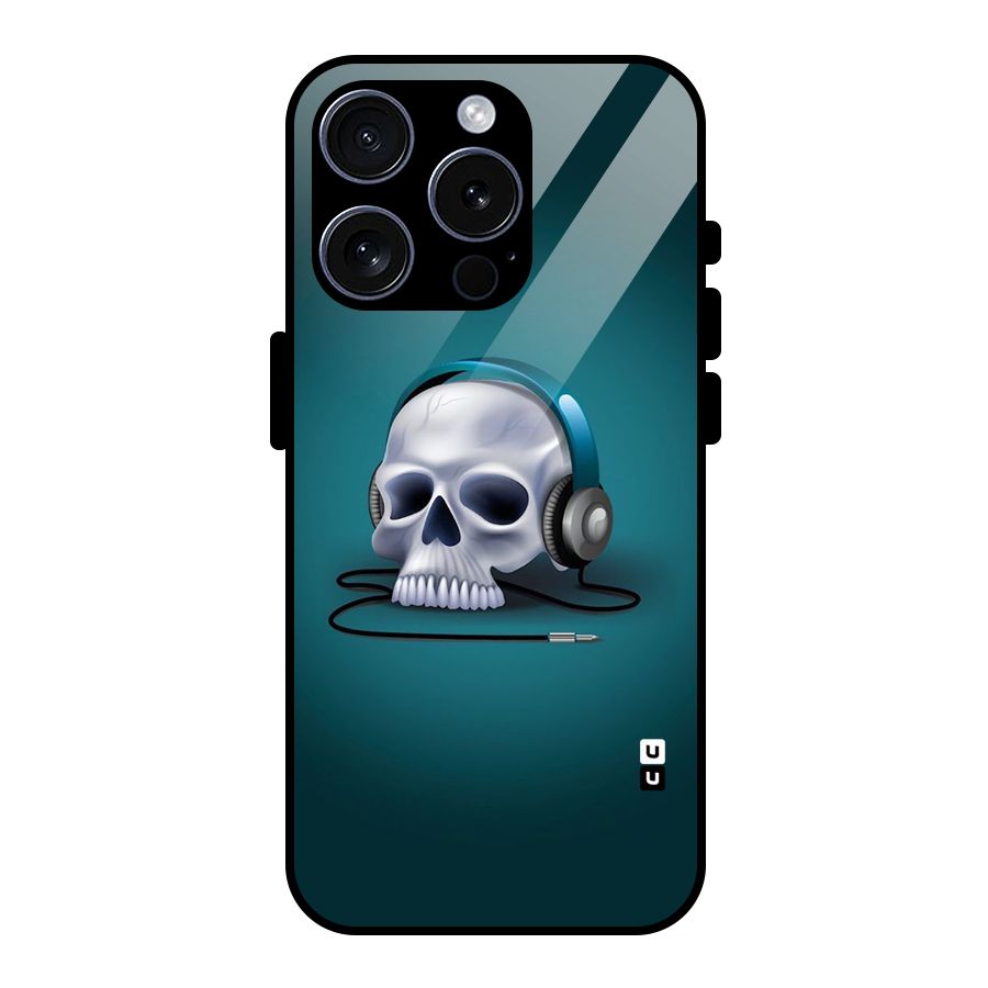 Music Skull Glass Back Case for iPhone 15 Pro