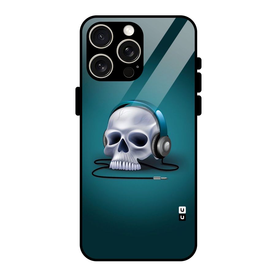Music Skull Glass Back Case for iPhone 15 Pro Max