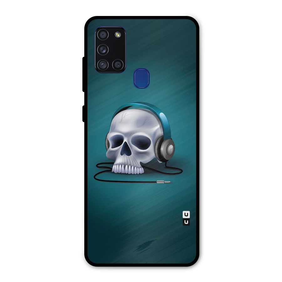 Music Skull Metal Back Case for Galaxy A21s