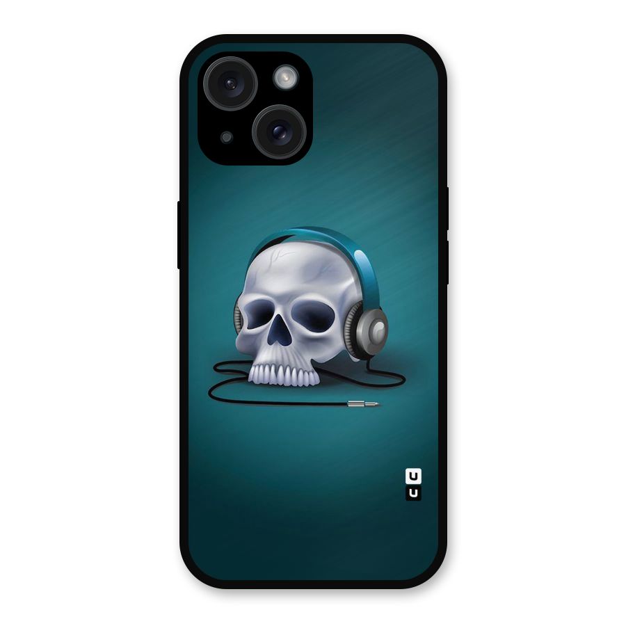 Music Skull Metal Back Case for iPhone 15