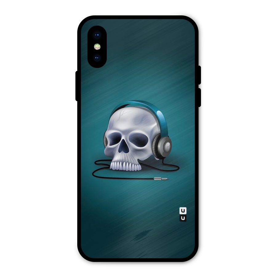 Music Skull Metal Back Case for iPhone XS
