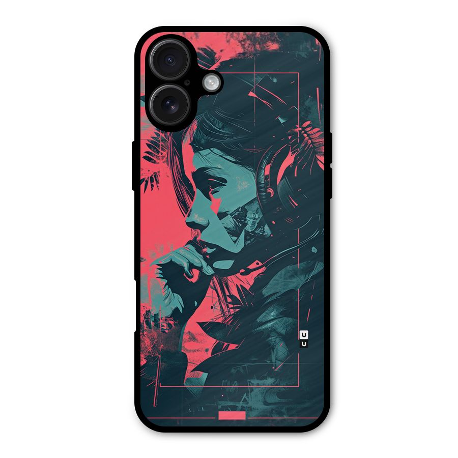 Musical Illustration Metal Back Case for iPhone 16 Plus