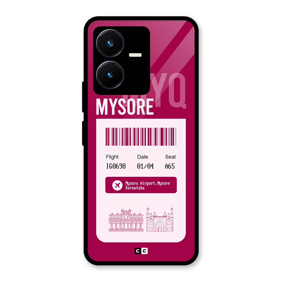 Mysore Boarding Pass Glass Back Case for Vivo Y22s