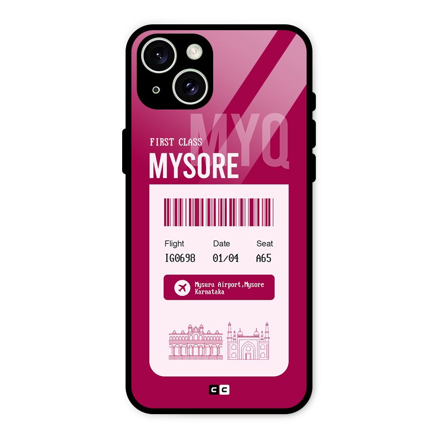 Mysore Boarding Pass Glass Back Case for iPhone 15 Plus