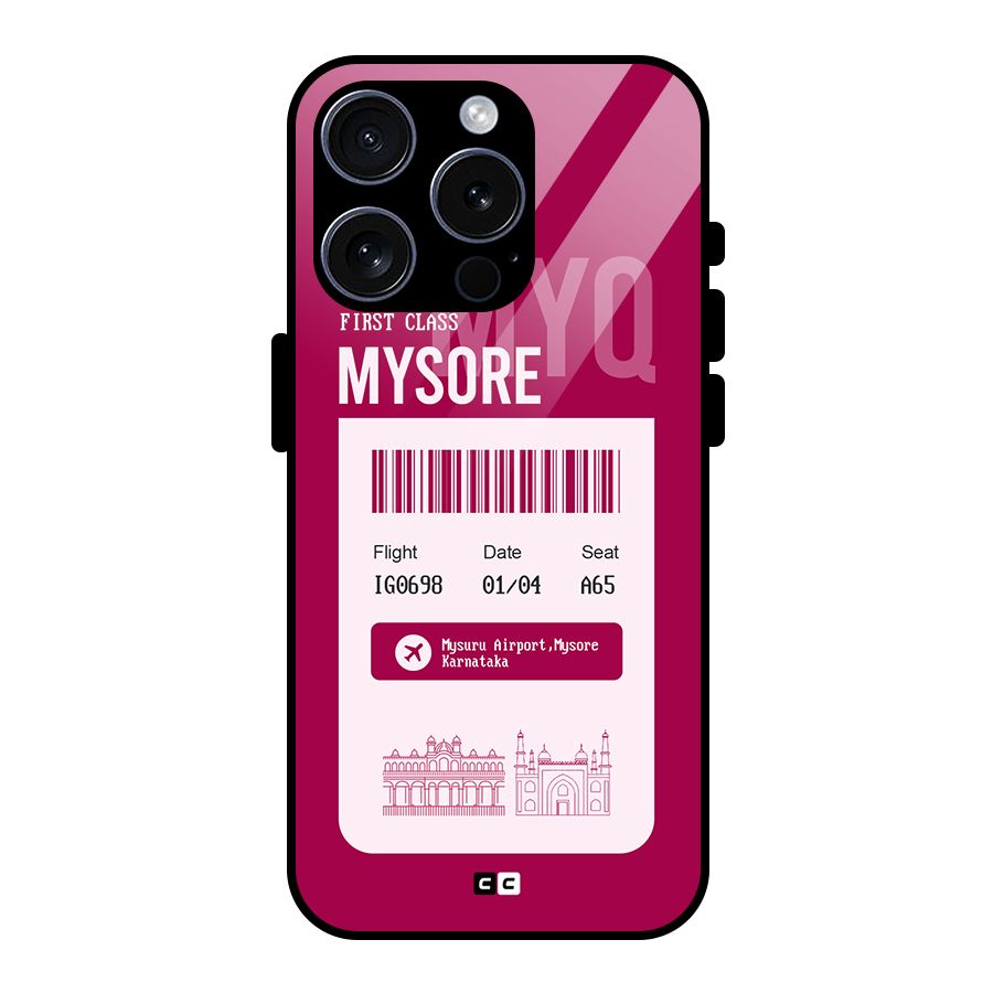 Mysore Boarding Pass Glass Back Case for iPhone 15 Pro
