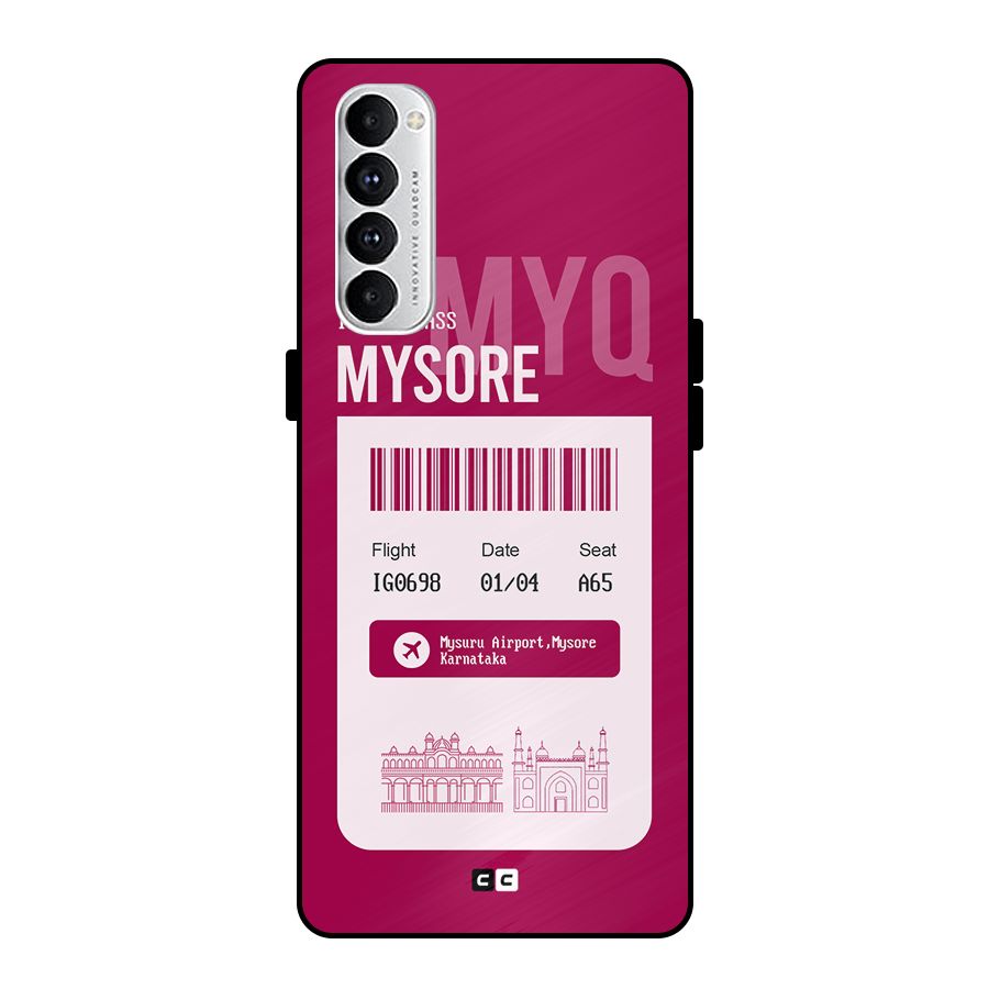 Mysore Boarding Pass Metal Back Case for Oppo Reno4 Pro