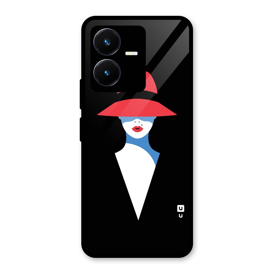 Mysterious Woman Illustration Glass Back Case for Vivo Y22s