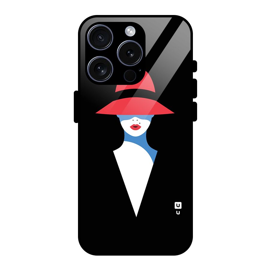 Mysterious Woman Illustration Glass Back Case for iPhone 15 Pro