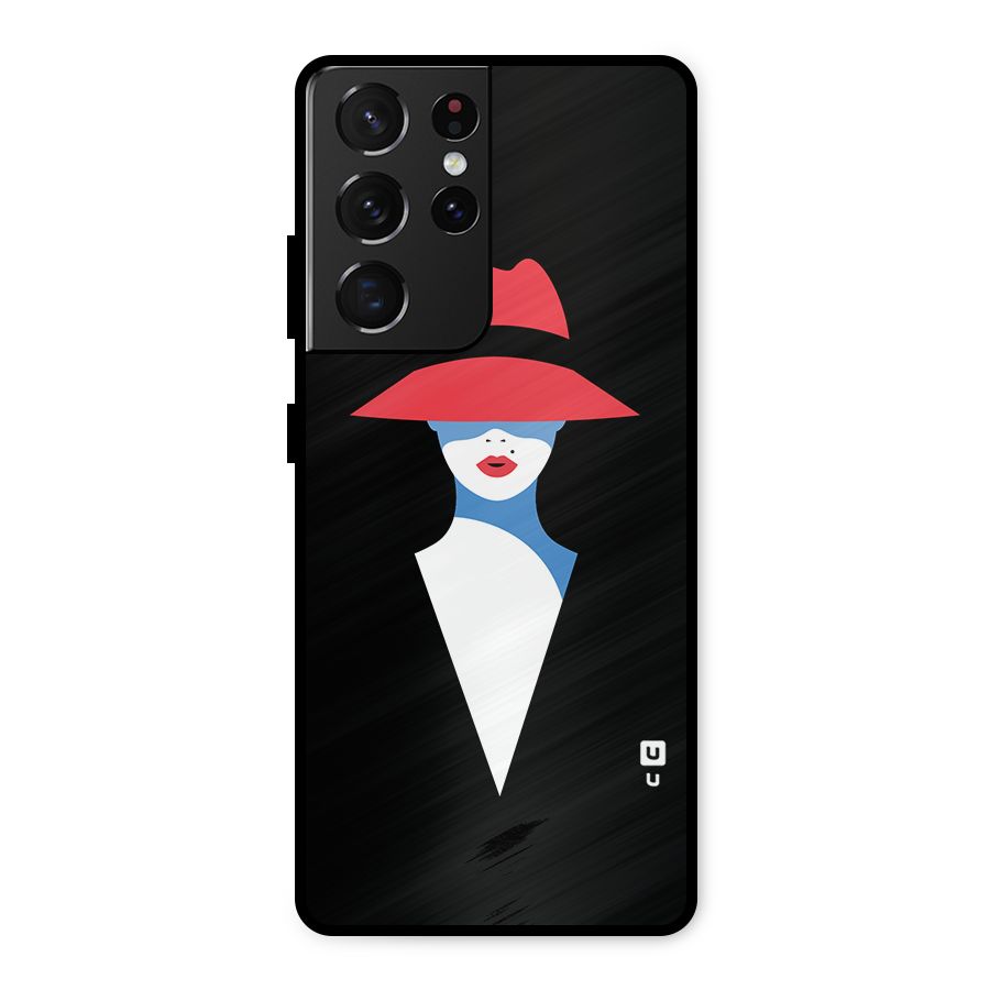 Mysterious Woman Illustration Metal Back Case for Galaxy S21 Ultra 5G