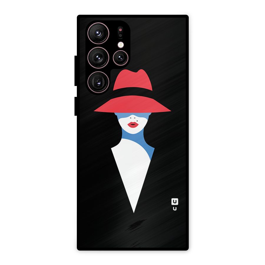Mysterious Woman Illustration Metal Back Case for Galaxy S22 Ultra 5G