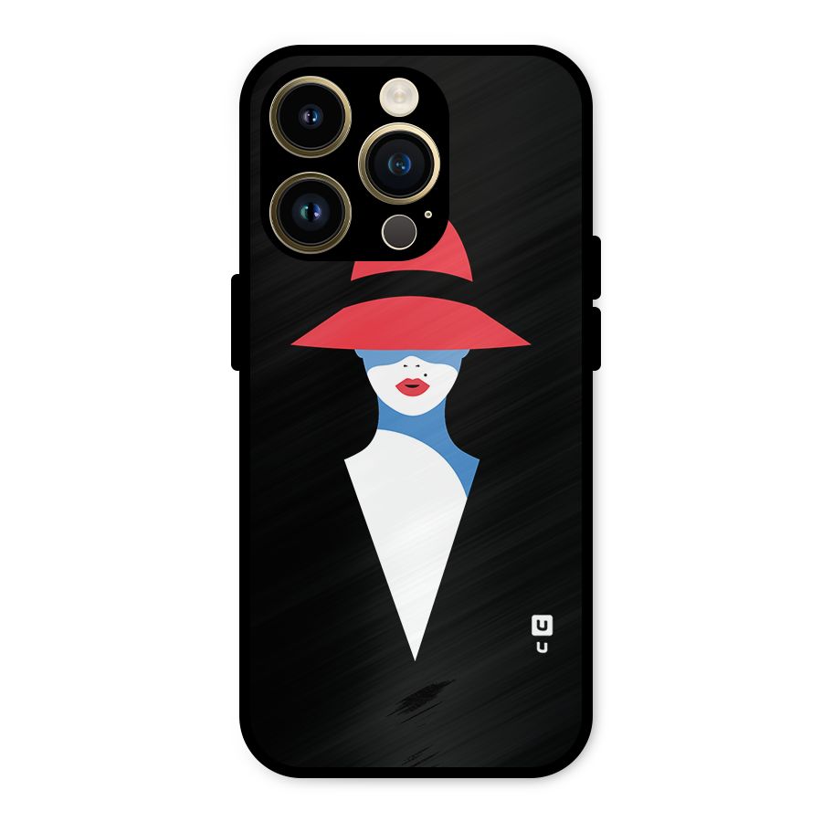 Mysterious Woman Illustration Metal Back Case for iPhone 14 Pro