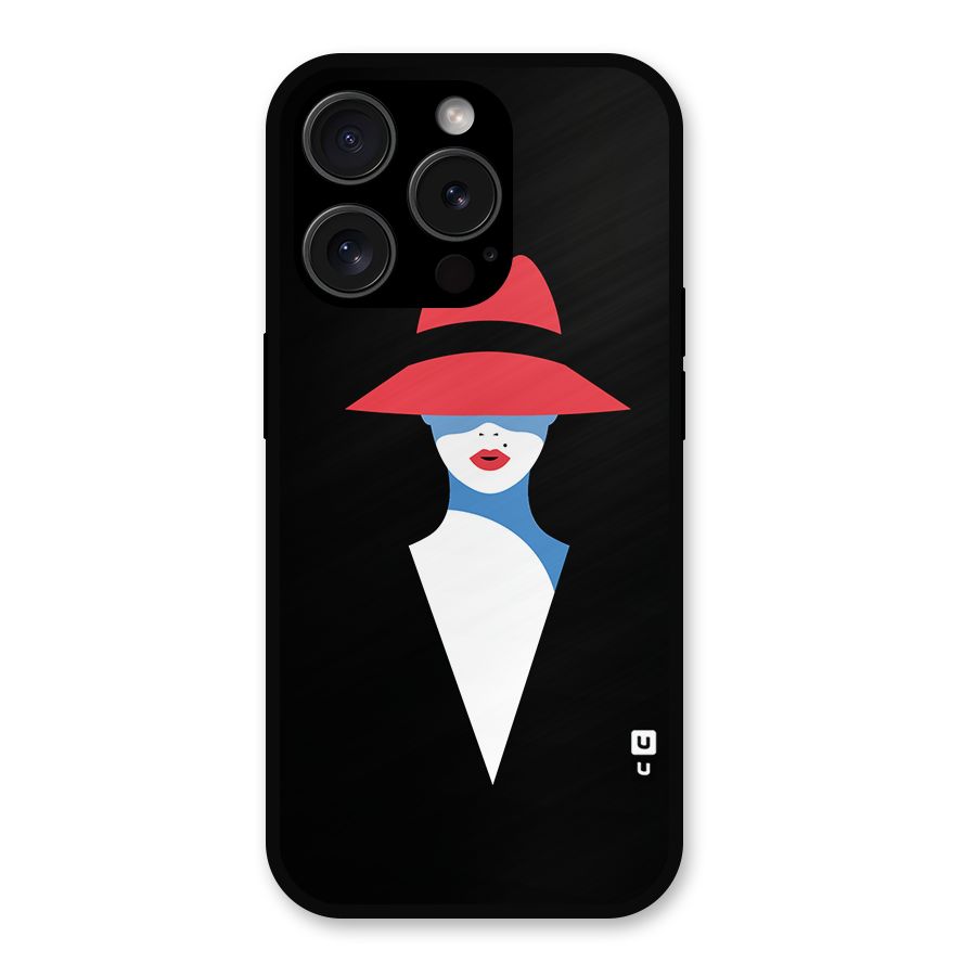 Mysterious Woman Illustration Metal Back Case for iPhone 15 Pro