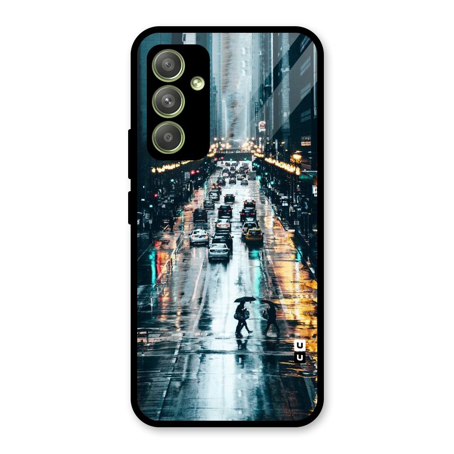 NY Streets Rainy Glass Back Case for Galaxy A54