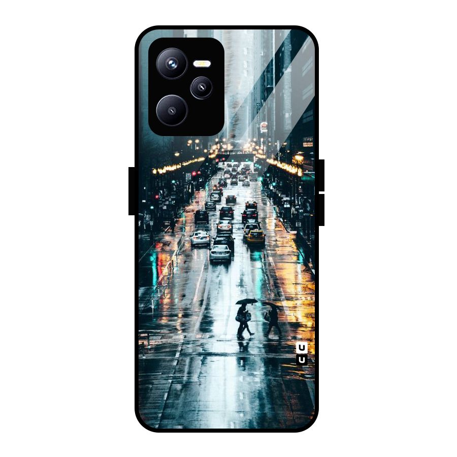 NY Streets Rainy Glass Back Case for Realme C35