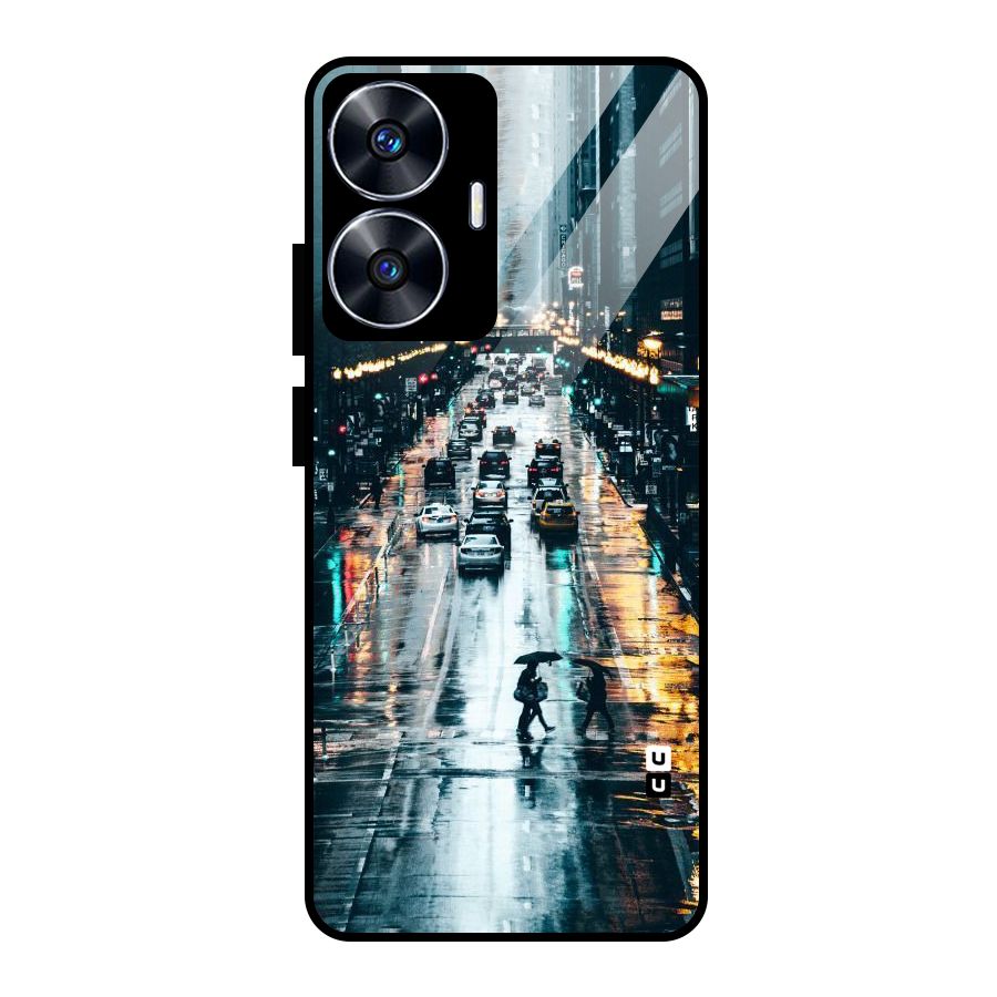 NY Streets Rainy Glass Back Case for Realme Narzo N55