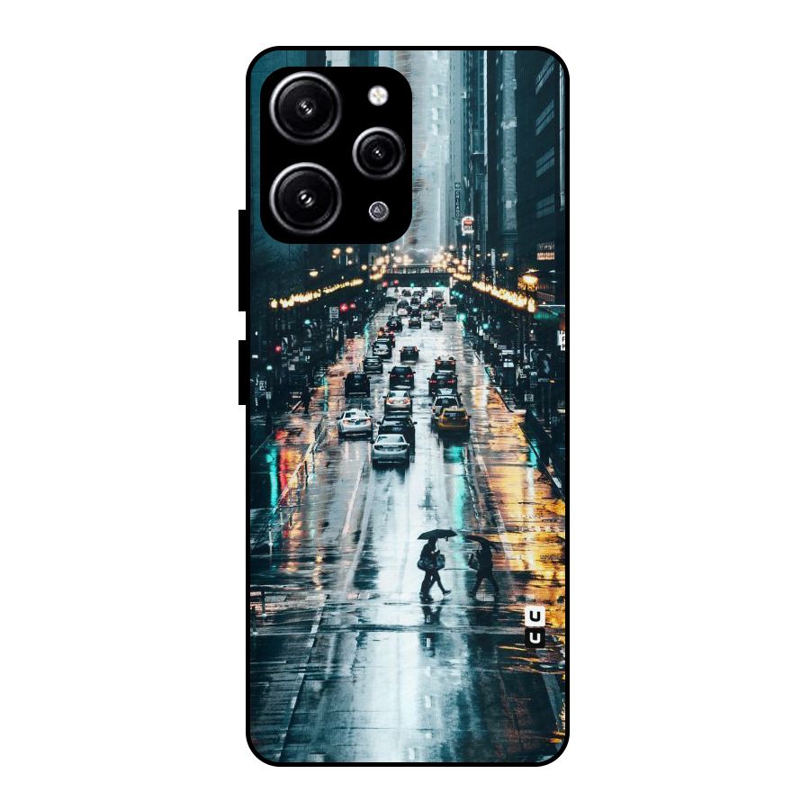NY Streets Rainy Glass Back Case for Redmi 12 4G