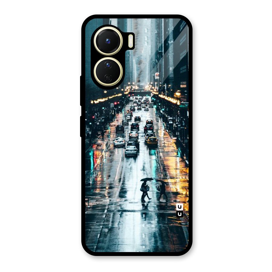 NY Streets Rainy Glass Back Case for Vivo Y16
