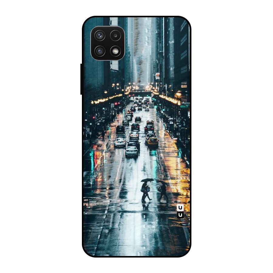 NY Streets Rainy Metal Back Case for Galaxy A22 5G