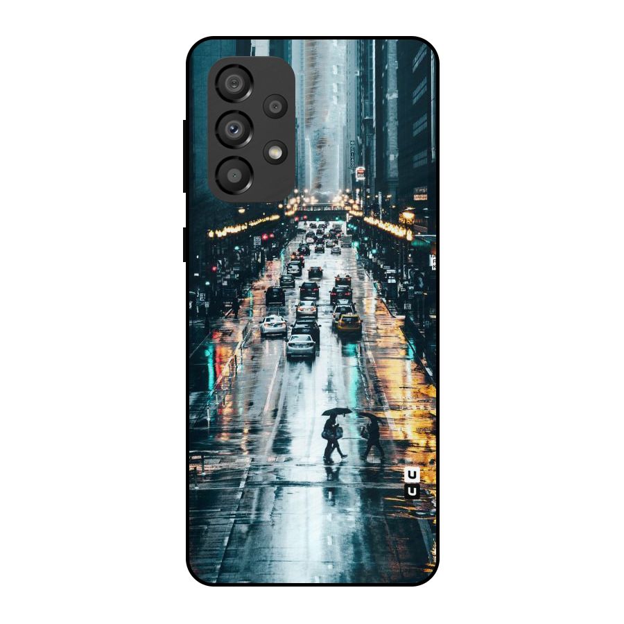 NY Streets Rainy Metal Back Case for Galaxy A33 5G