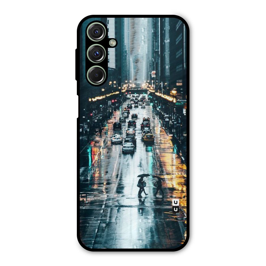NY Streets Rainy Metal Back Case for Galaxy F34