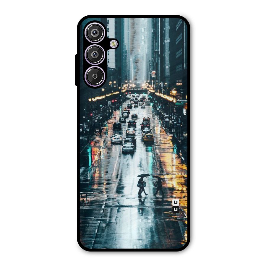 NY Streets Rainy Metal Back Case for Galaxy M15
