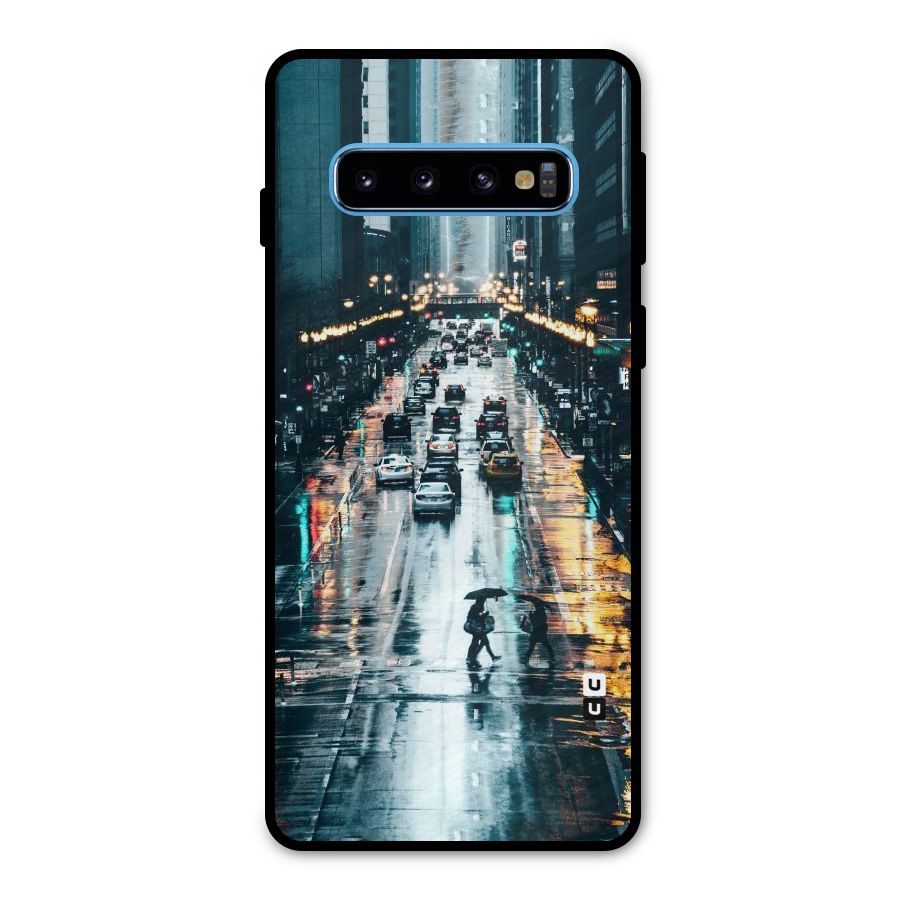 NY Streets Rainy Metal Back Case for Galaxy S10