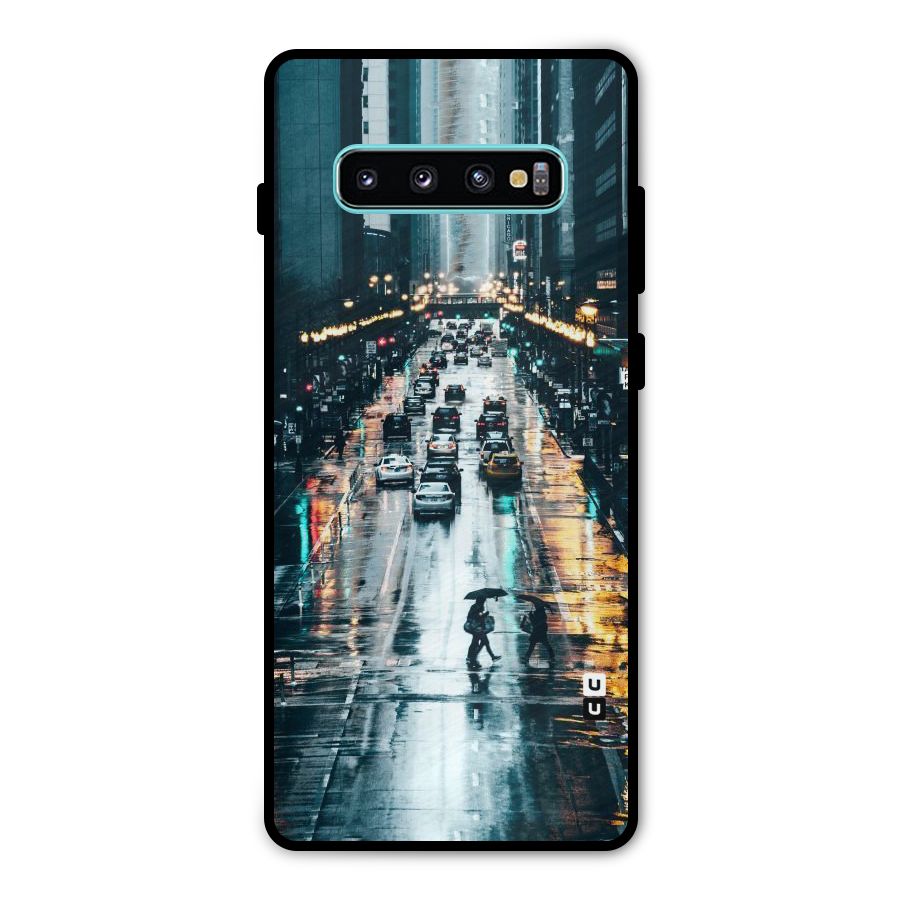 NY Streets Rainy Metal Back Case for Galaxy S10 Plus
