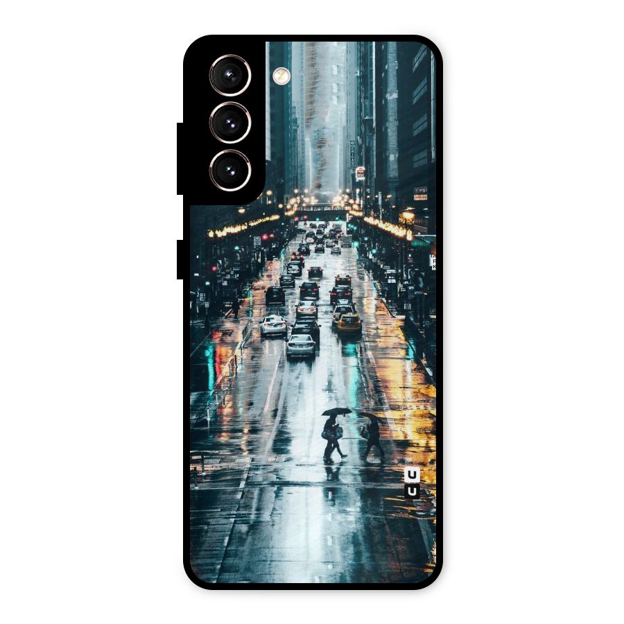 NY Streets Rainy Metal Back Case for Galaxy S21 5G