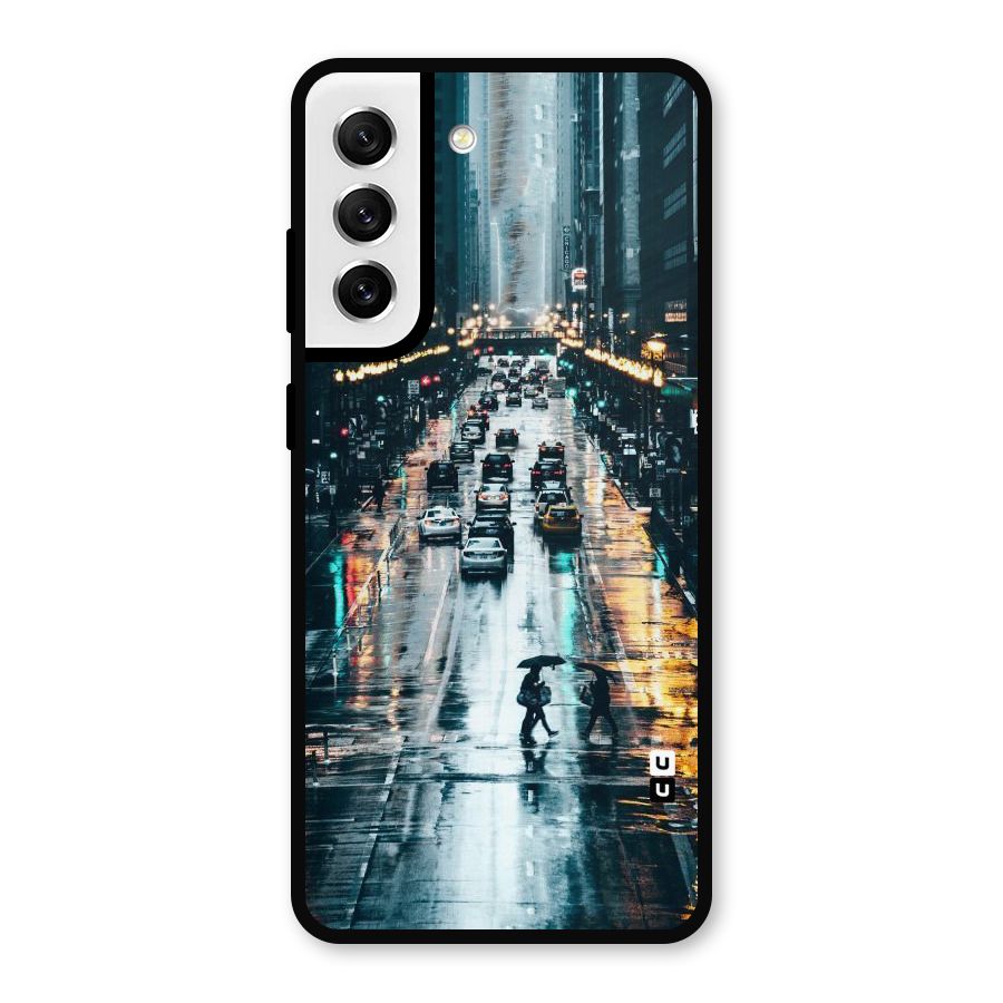 NY Streets Rainy Metal Back Case for Galaxy S21 FE 5G