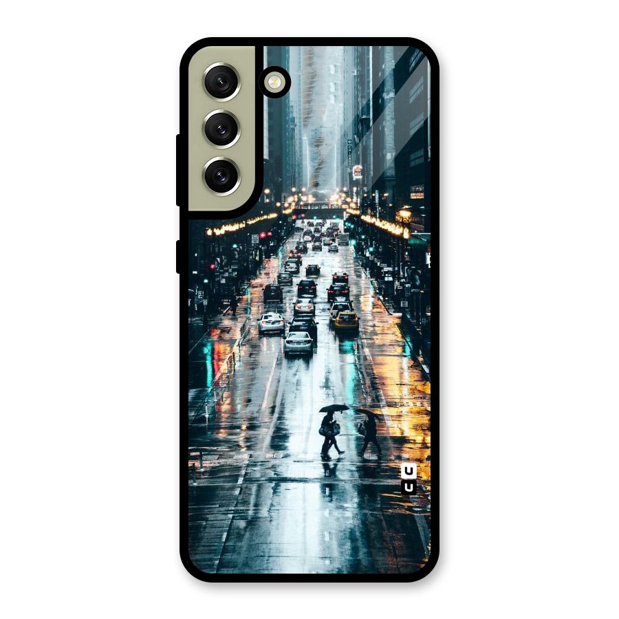 NY Streets Rainy Metal Back Case for Galaxy S21 FE 5G (2023)