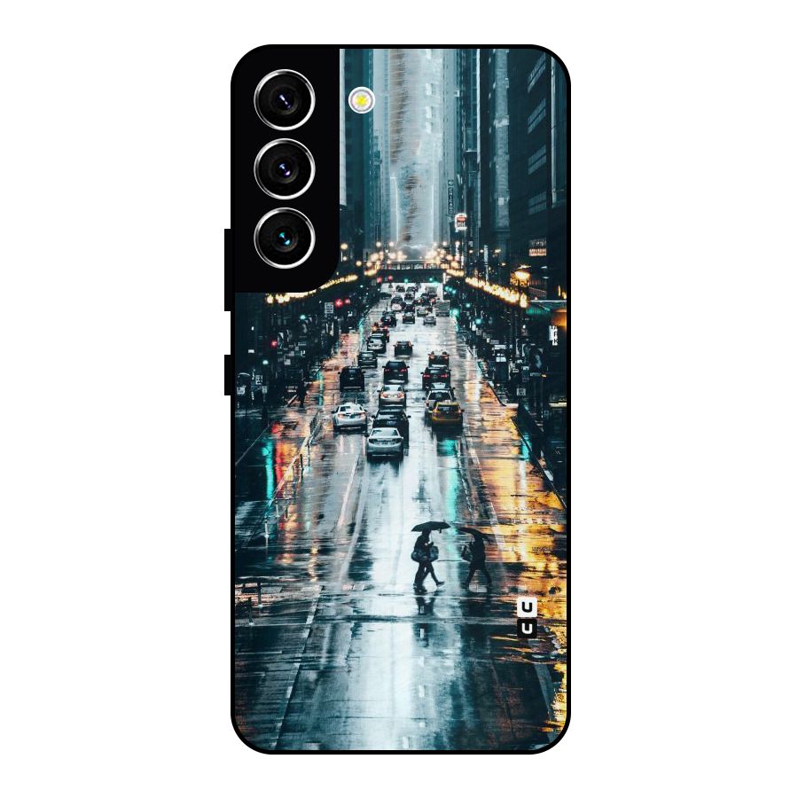 NY Streets Rainy Metal Back Case for Galaxy S22 5G