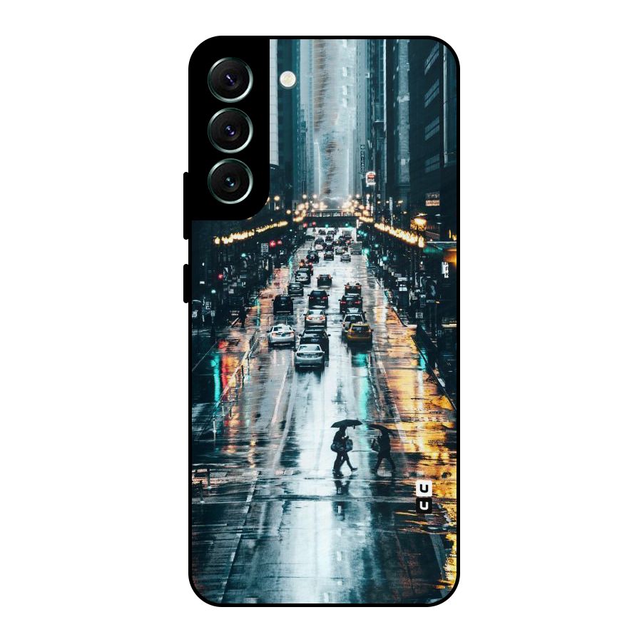 NY Streets Rainy Metal Back Case for Galaxy S22 Plus 5G