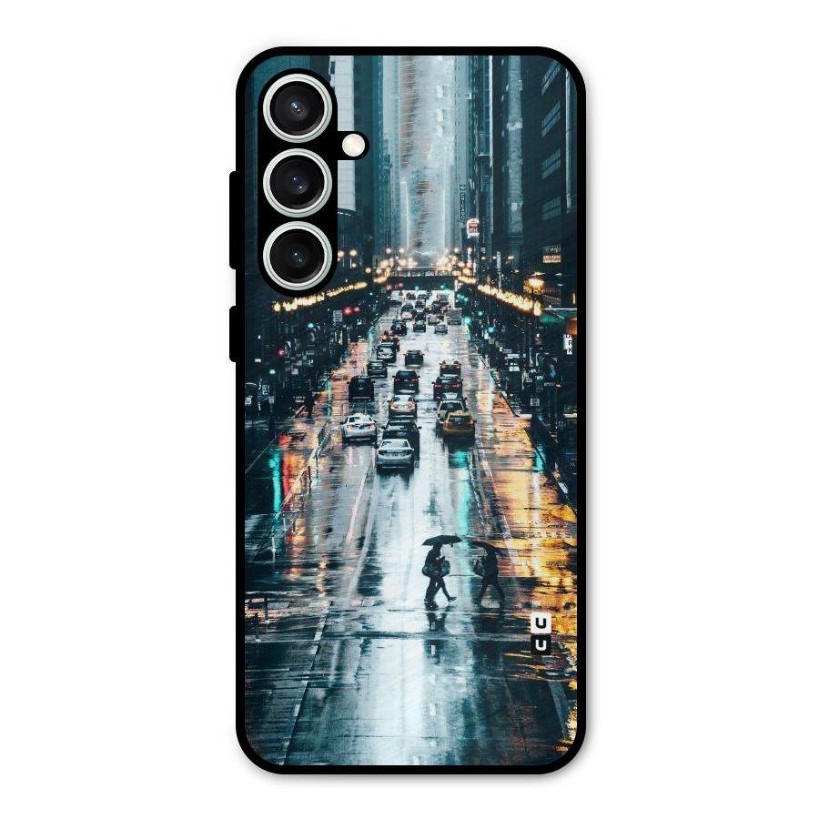 NY Streets Rainy Metal Back Case for Galaxy S23 FE