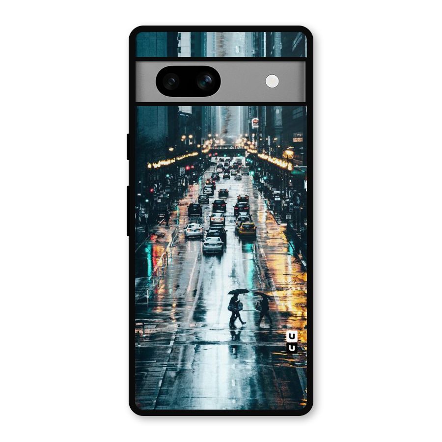 NY Streets Rainy Metal Back Case for Google Pixel 7a