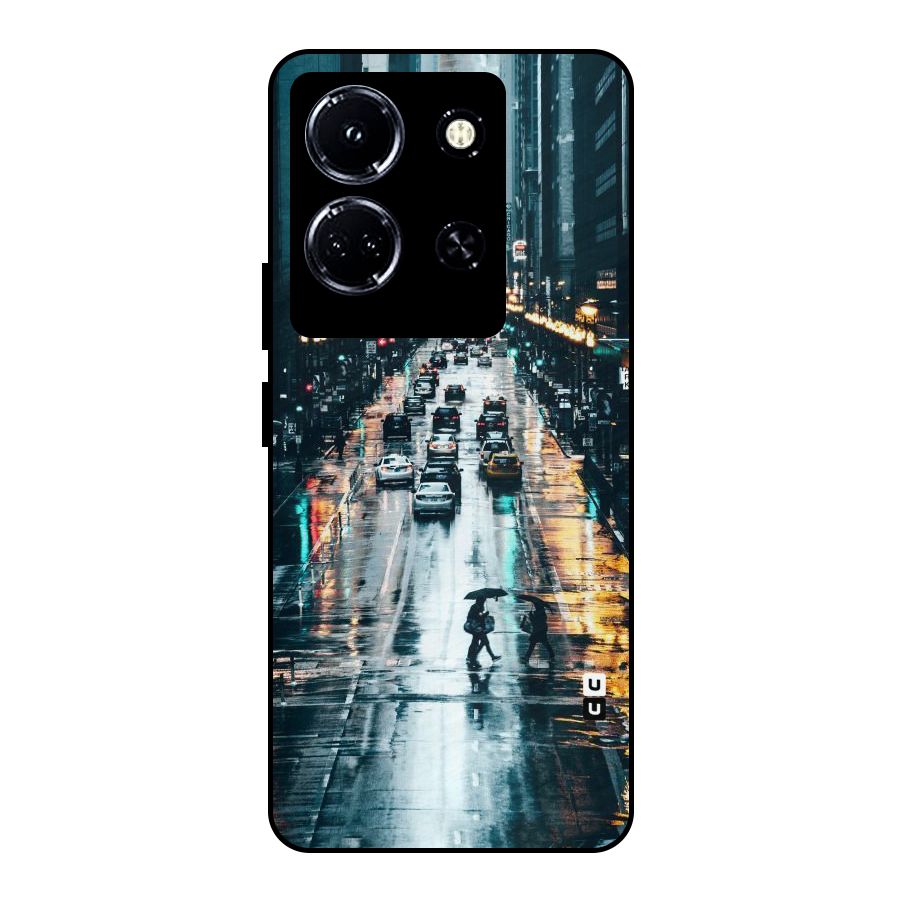 NY Streets Rainy Metal Back Case for Infinix Note 30 5G