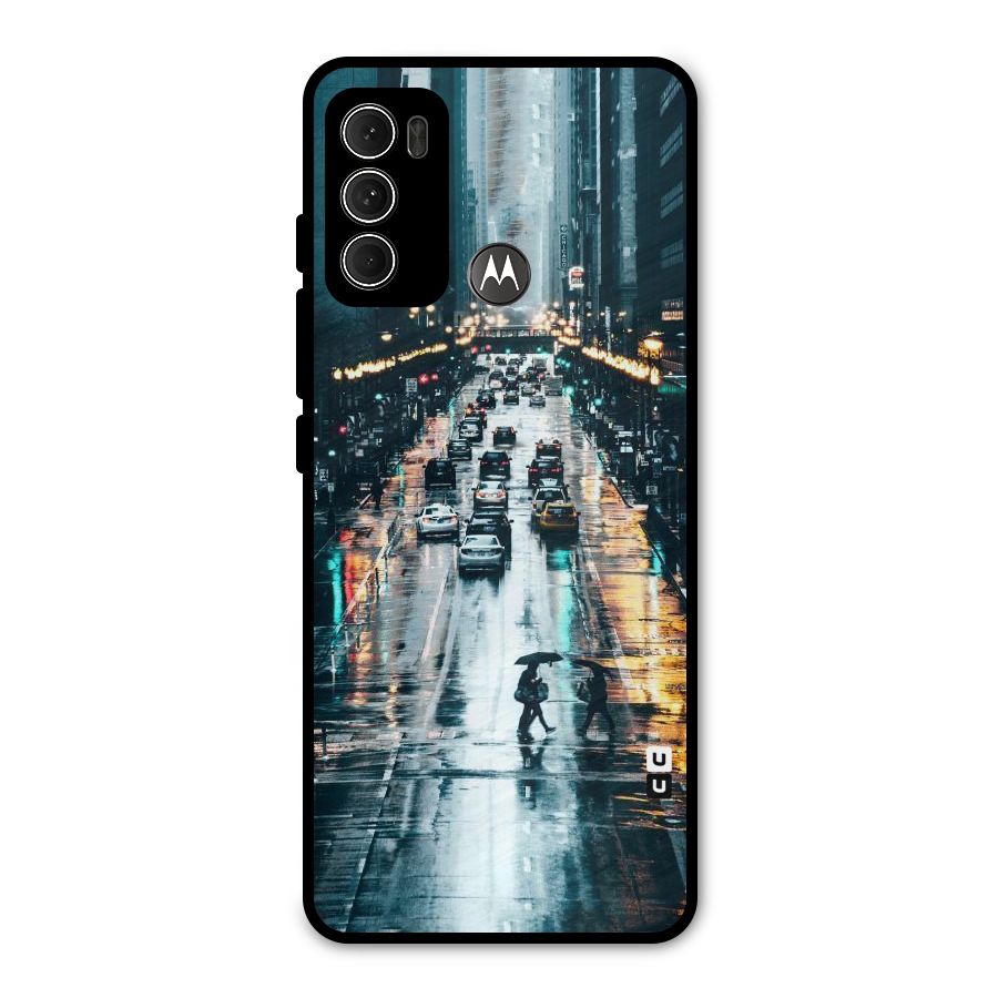 NY Streets Rainy Metal Back Case for Moto G60