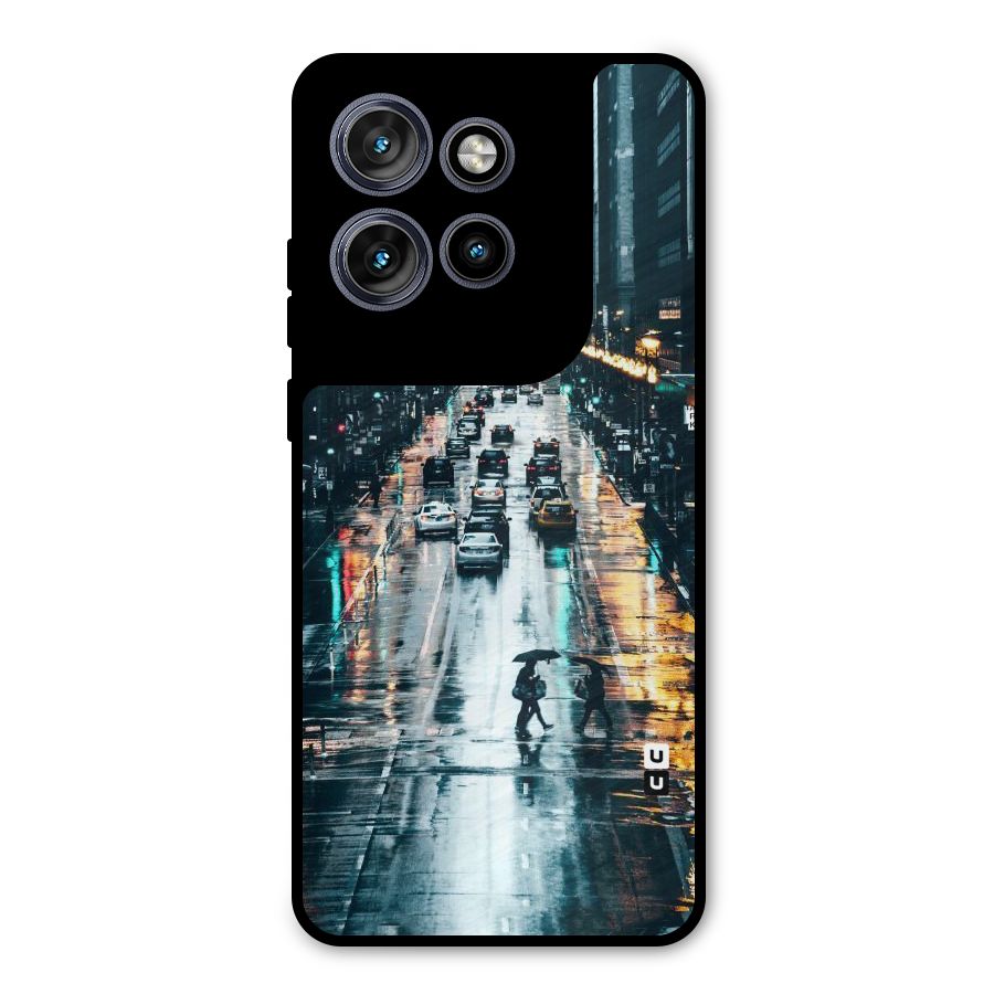 NY Streets Rainy Metal Back Case for Motorola Edge 50 Neo