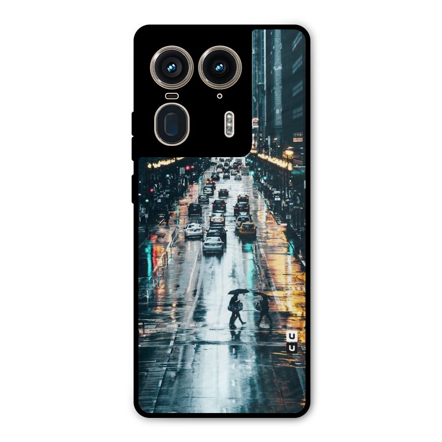 NY Streets Rainy Metal Back Case for Motorola Edge 50 Ultra