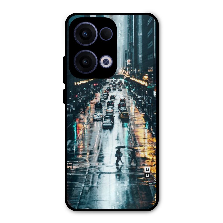 NY Streets Rainy Metal Back Case for Oppo Reno13