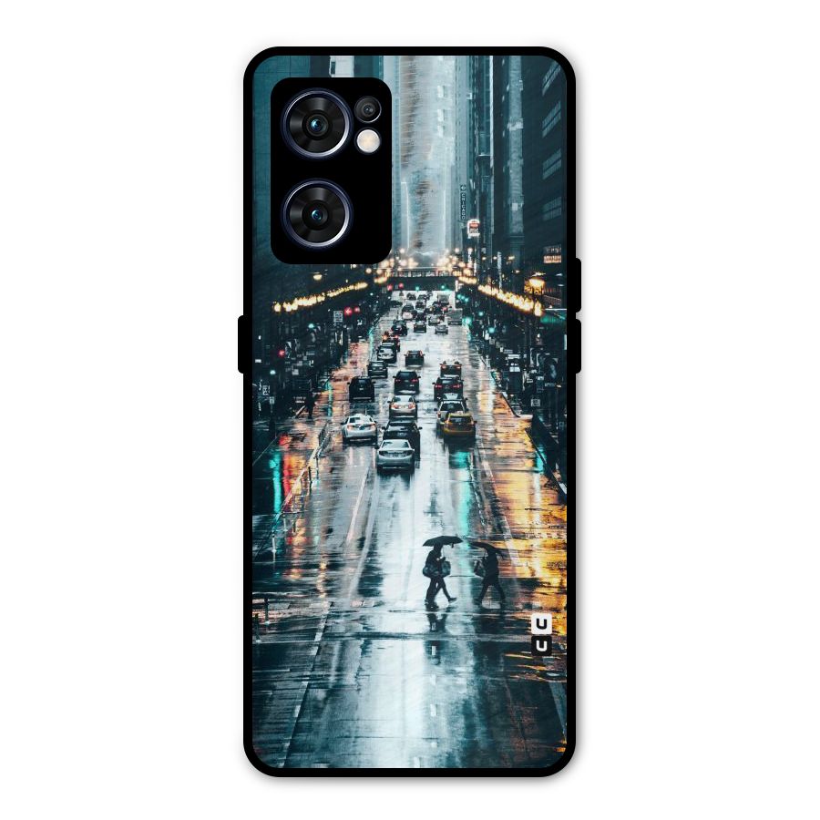 NY Streets Rainy Metal Back Case for Oppo Reno7 5G