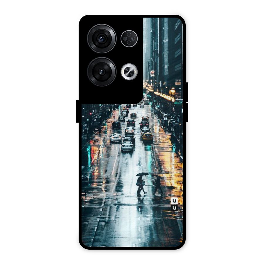 NY Streets Rainy Metal Back Case for Oppo Reno8 Pro 5G