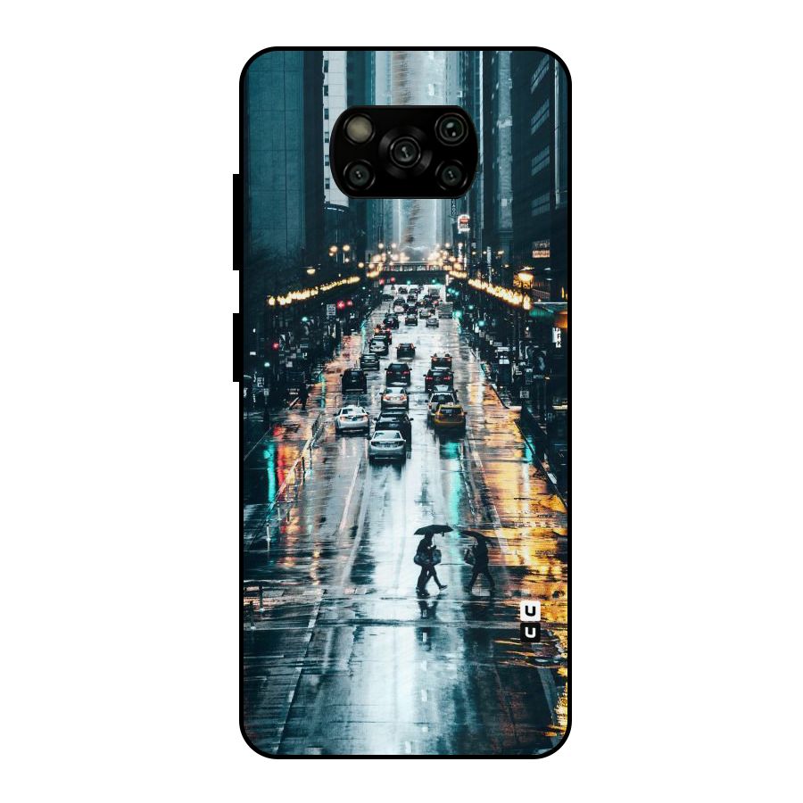 NY Streets Rainy Metal Back Case for Poco X3