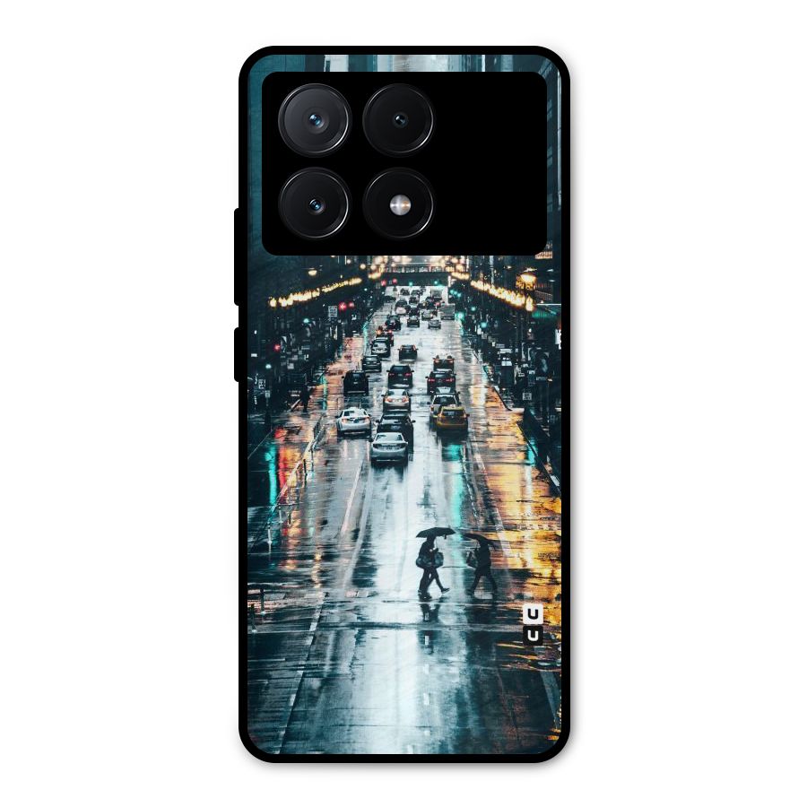 NY Streets Rainy Metal Back Case for Poco X6 Pro