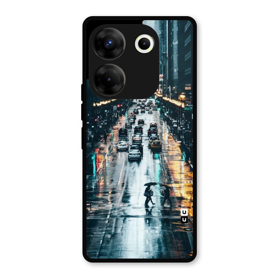 NY Streets Rainy Metal Back Case for Tecno Camon 20