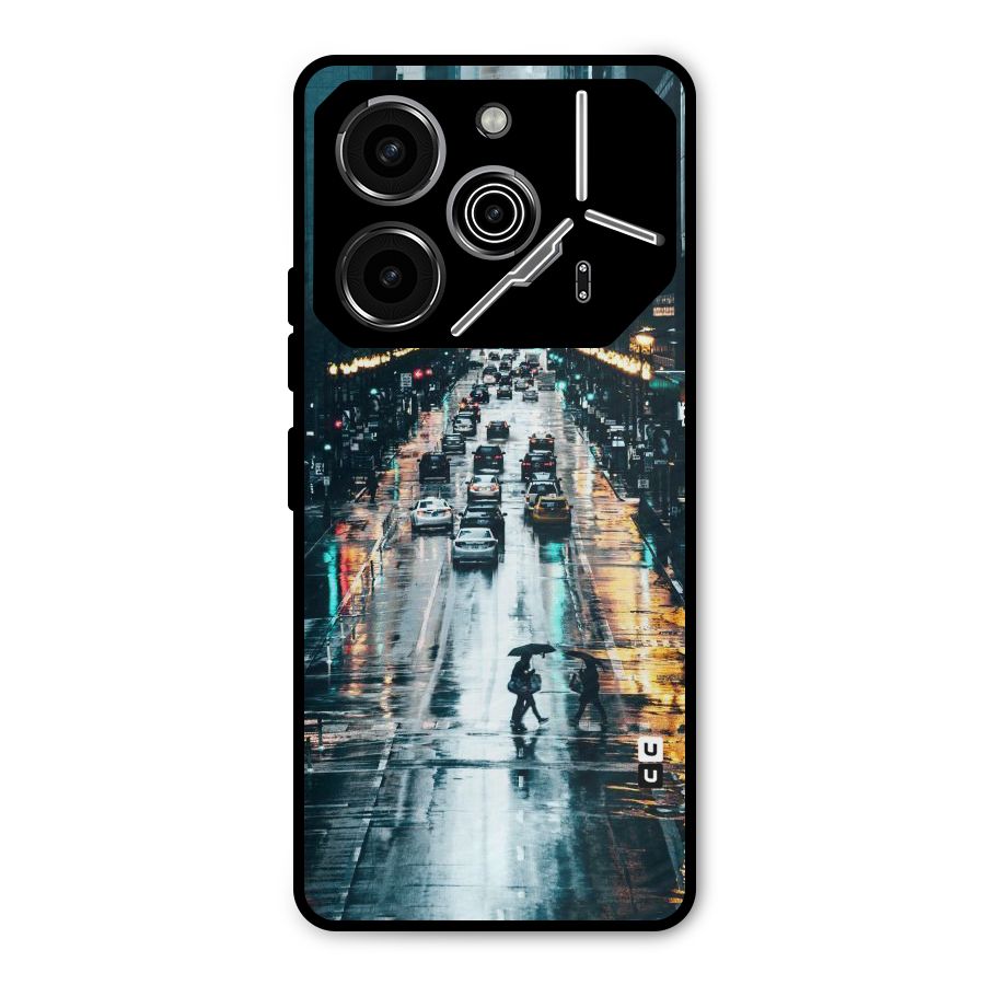 NY Streets Rainy Metal Back Case for Tecno Pova 6 Pro