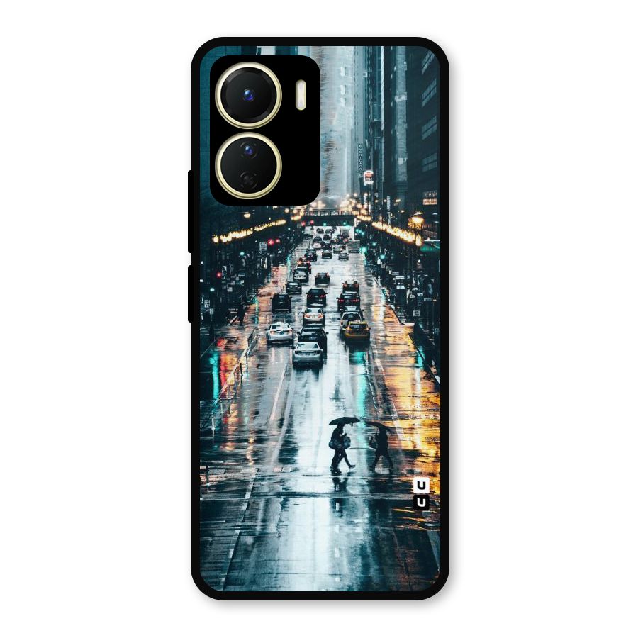 NY Streets Rainy Metal Back Case for Vivo T2x