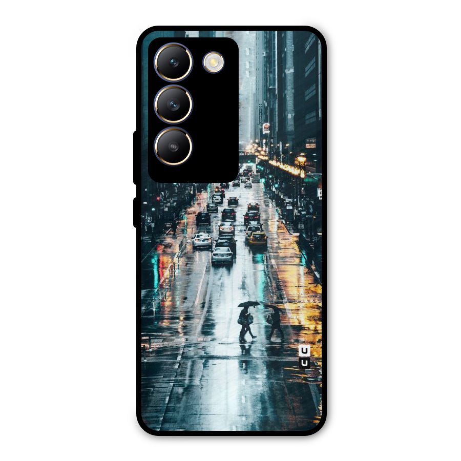 NY Streets Rainy Metal Back Case for Vivo T3 5G