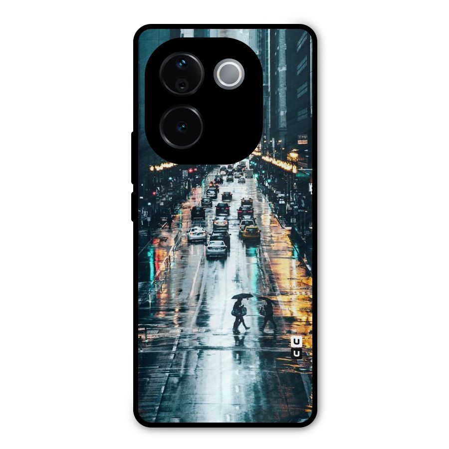 NY Streets Rainy Metal Back Case for Vivo T3 Pro