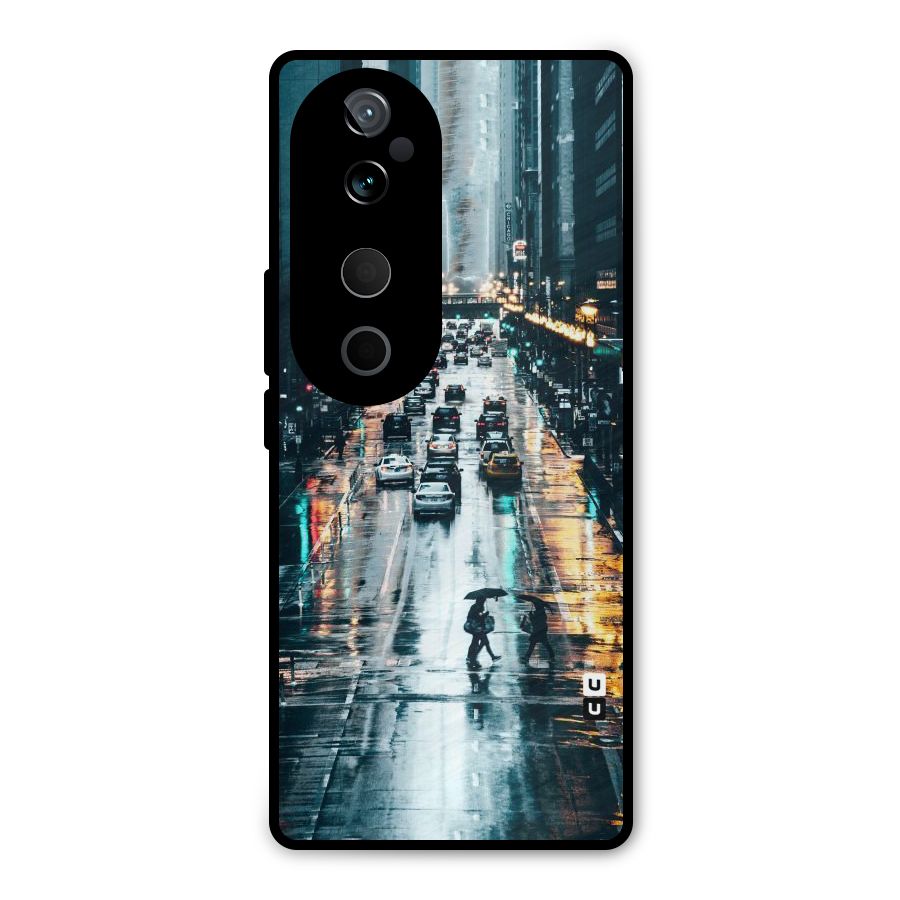 NY Streets Rainy Metal Back Case for Vivo T3 Ultra