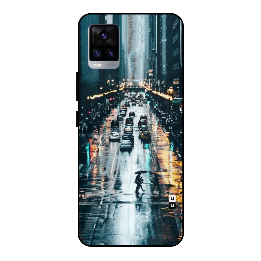 NY Streets Rainy Metal Back Case for Vivo V20 2021